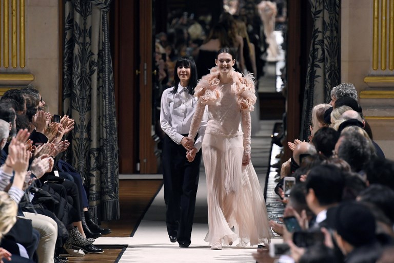 Bouchra Jarrar at the Lanvin autumn/winter 2017 runway (Photo by Bertrand Guay / AFP Photo)